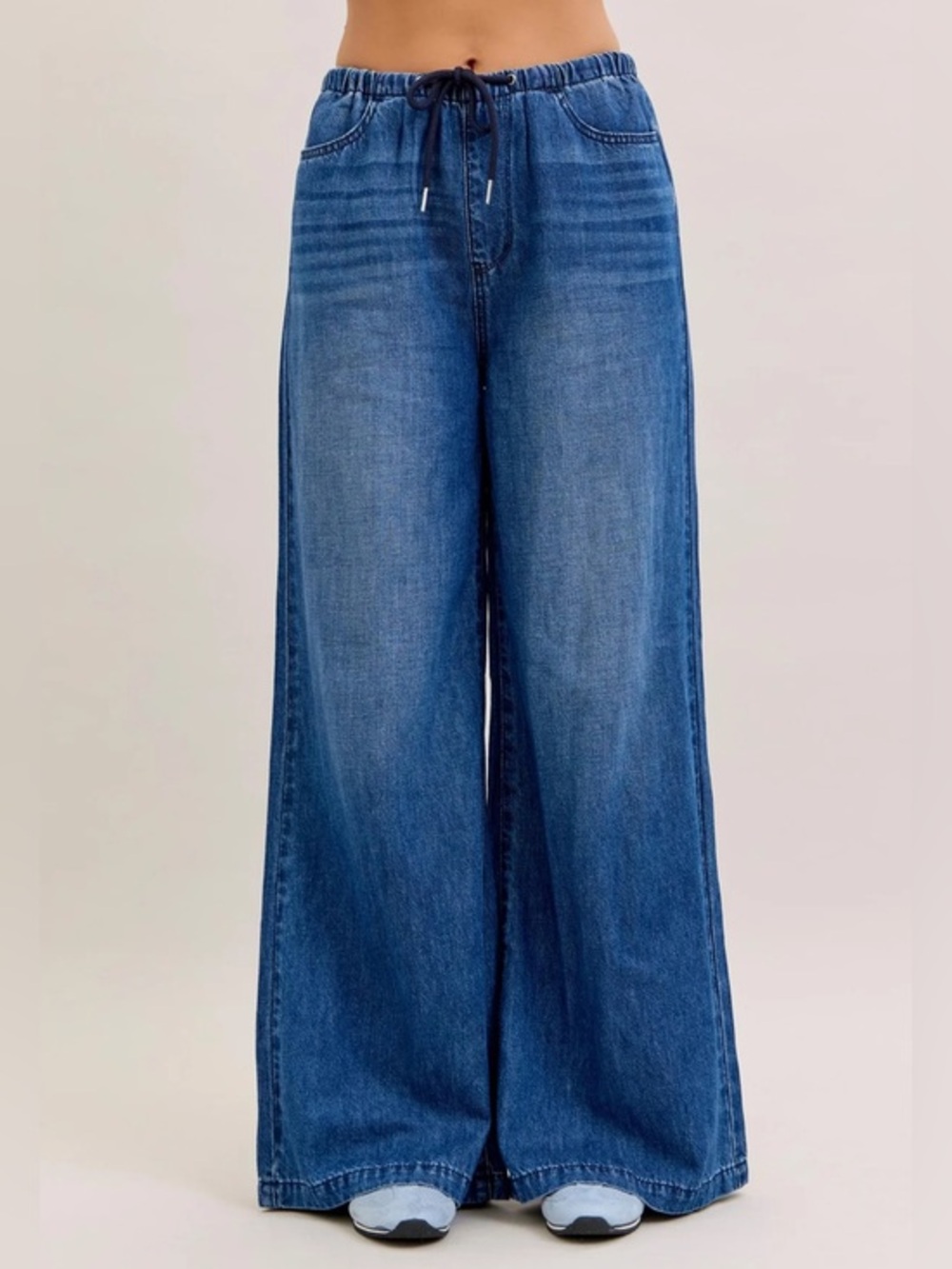 NWT Judy Blue High Waist Palazzo Pants Elastic Waistband Drawstring Size 27